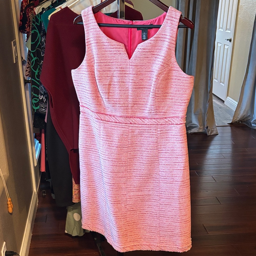 White House Black Market Pink Textured Midi Dress